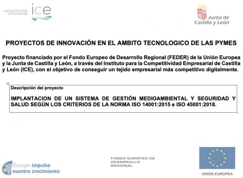 ENERO 2021   METALSEC OBTIENE AYUDA COFINANCIADA POR LA JUNTA DE CASTILLA Y LEON Y FONDOS FEDER (I)