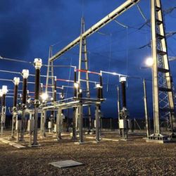 electrical substation at night
