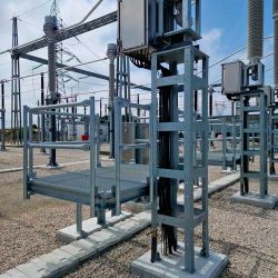 Detail of metal structure in electrical substation