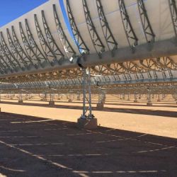 Solar thermal panels installed on flat ground