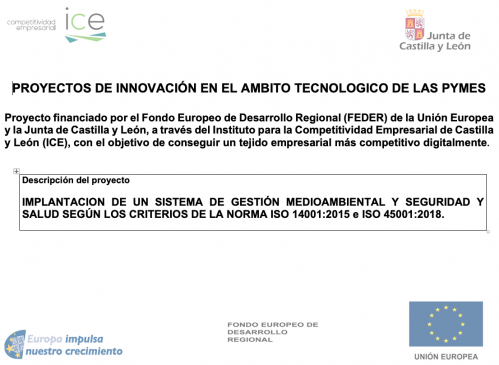 ENERO 2021   METALSEC OBTIENE AYUDA COFINANCIADA POR LA JUNTA DE CASTILLA Y LEON Y FONDOS FEDER (I)